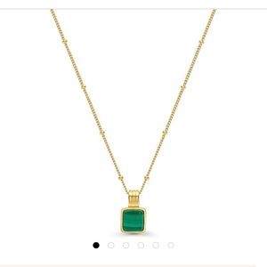 Lucy Williams Square Malachite Gold Necklace